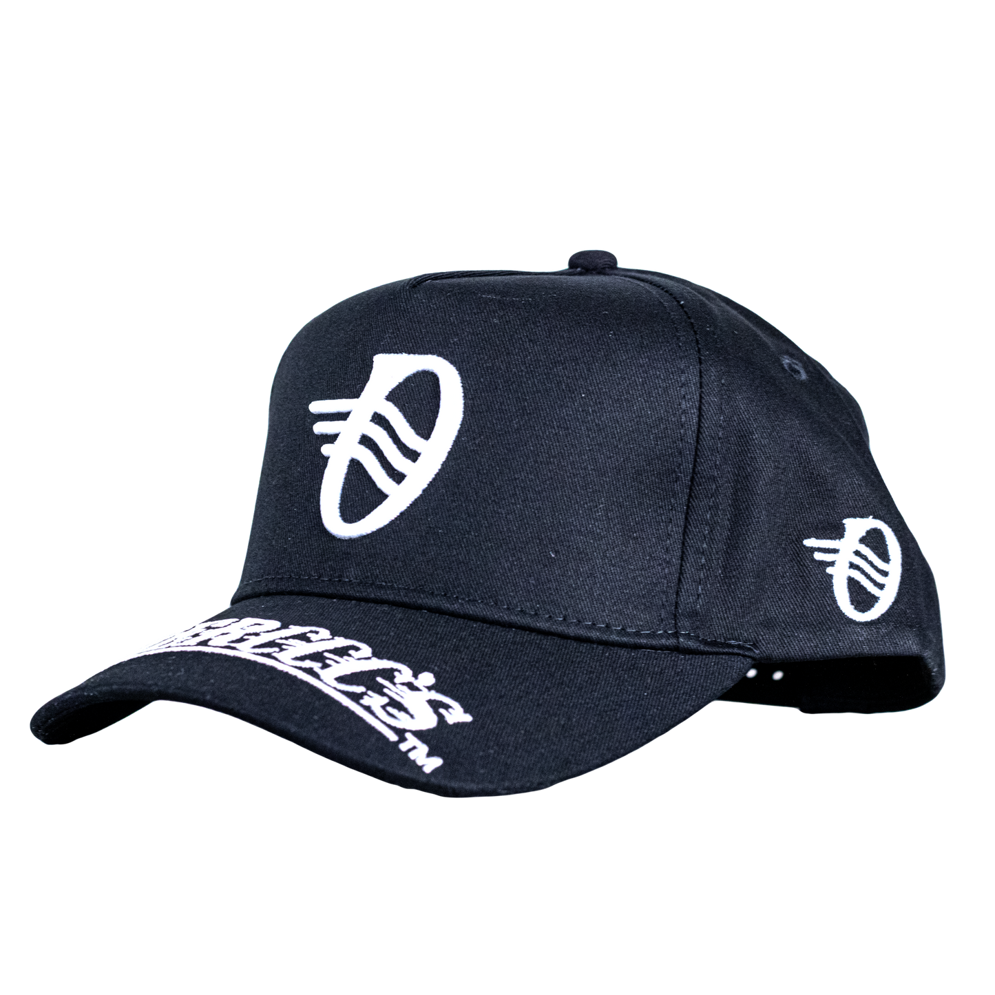 2 tone All Black with white Logo and emblem stitching