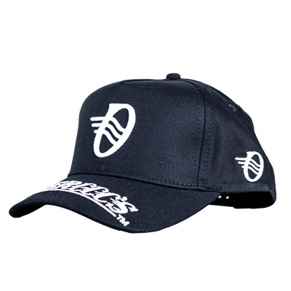 2 tone All Black with white Logo and emblem stitching